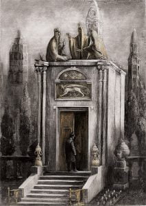 <em>Komora Śmierci. By <a href="https://santiagocaruso.com.ar/gallery/kinginyellow/">Santiago Caruso</a>.</em>