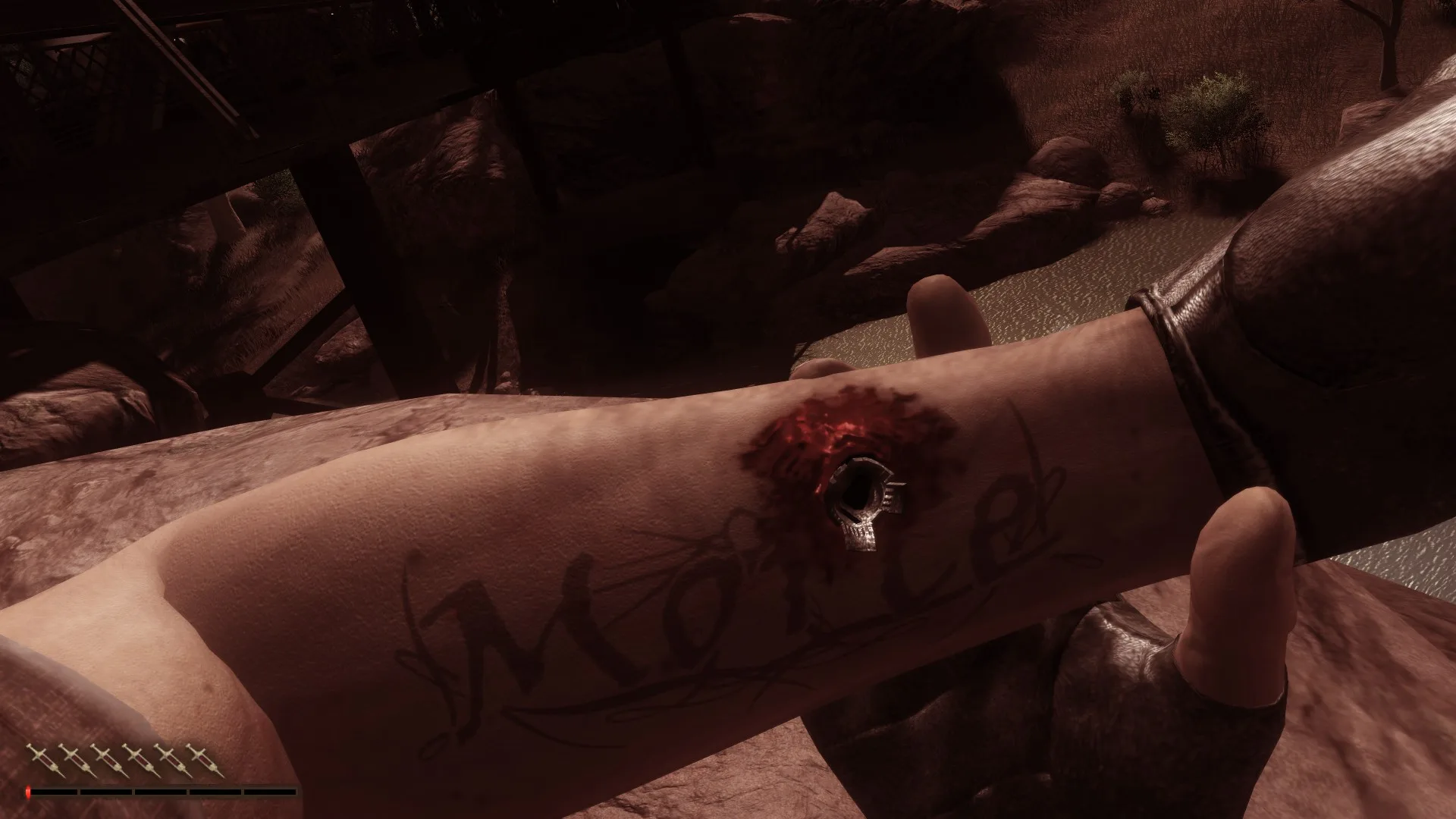 Przykład animacji leczniczej - wyrywanie szrapnela. Archiwum prywatne.