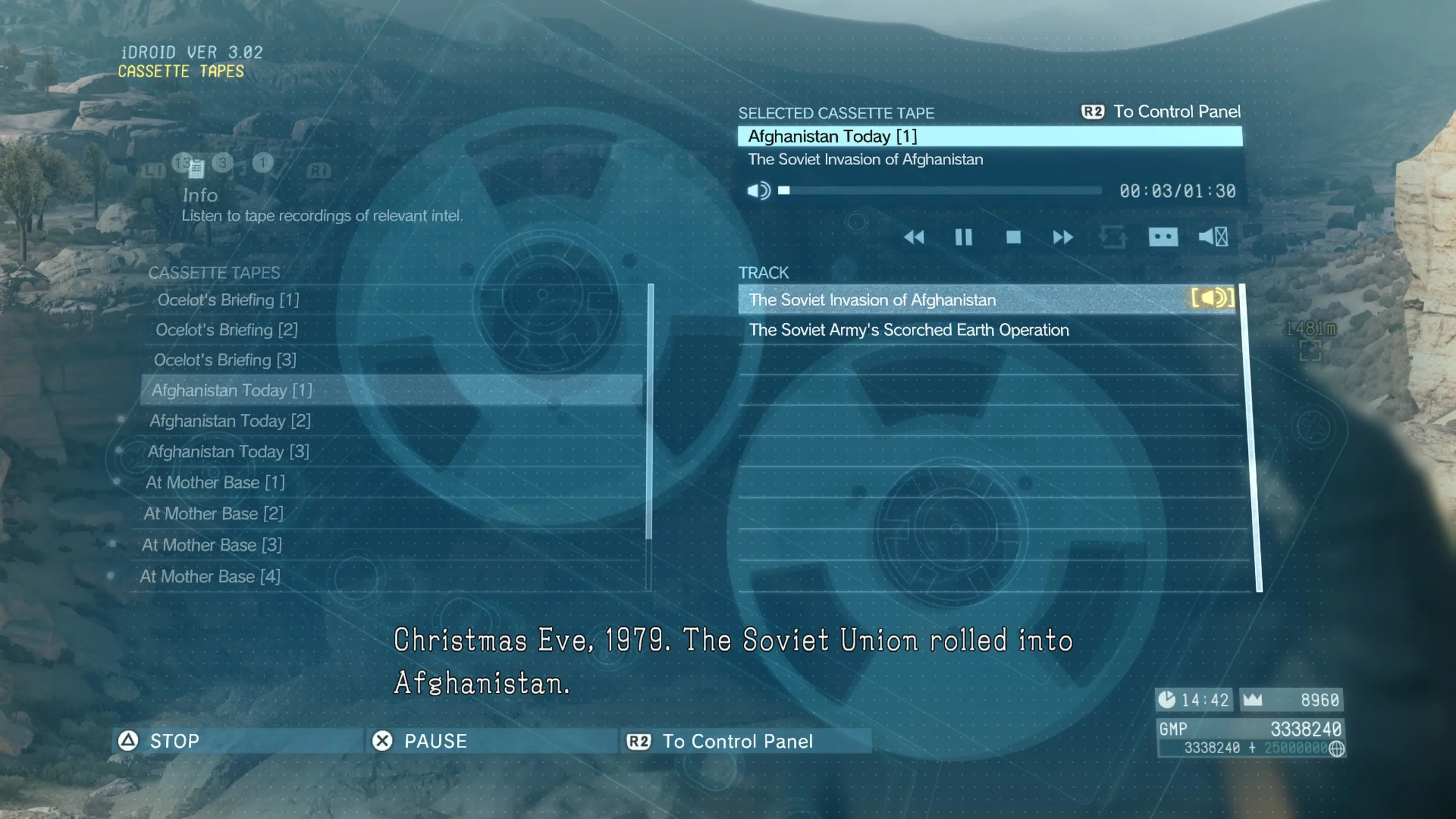 Audiolog opisujący inwazję ZSRR na Afganistan w MGS5. Grafika prywatna.