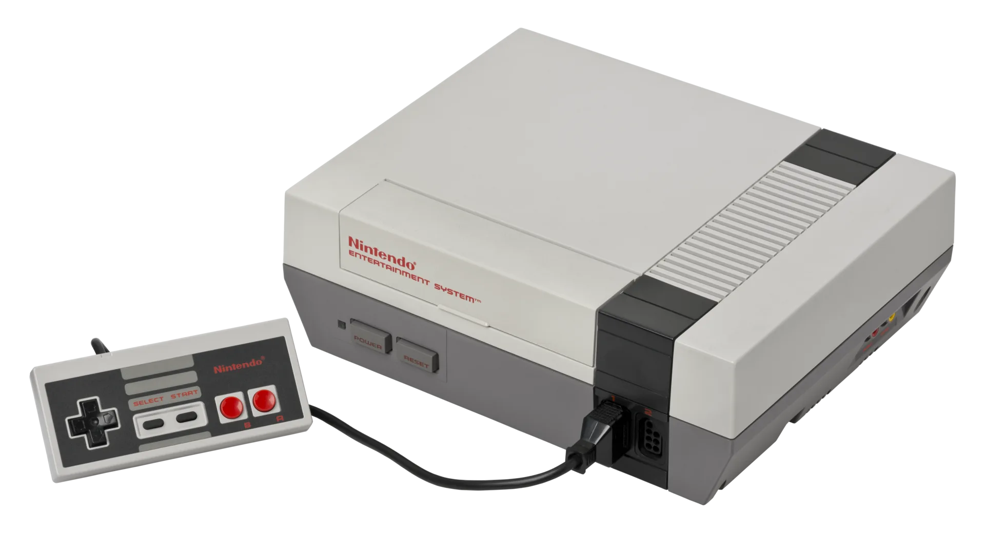 Konsola NES (Nintendo Entertainment System), wersja eksportowa na Zachód. Domena publiczna.