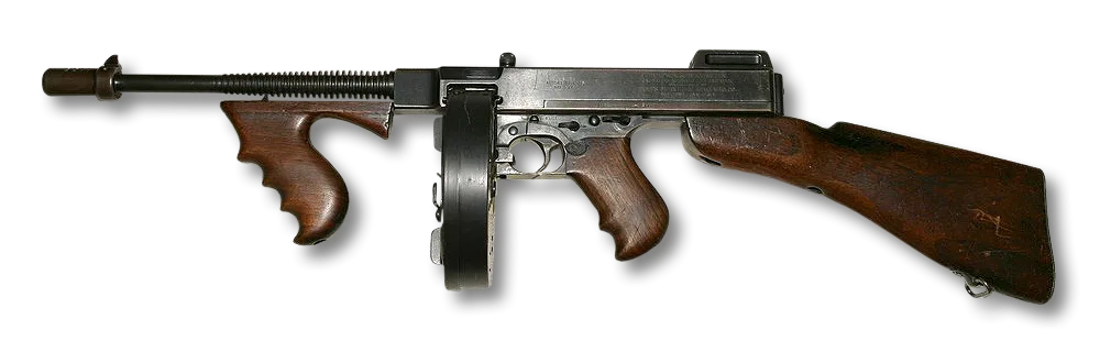Pistolet maszynowy Thompson 1928. By Wikimedia Commons.